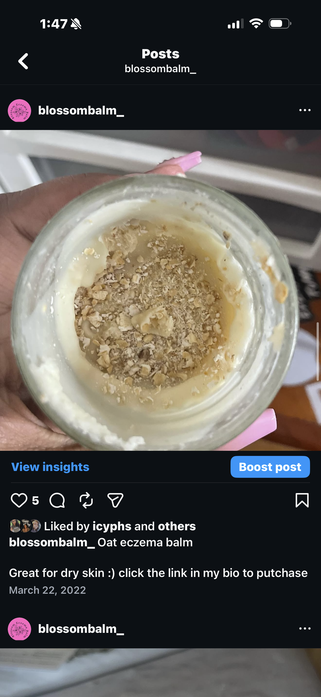 Blossom oat balm
